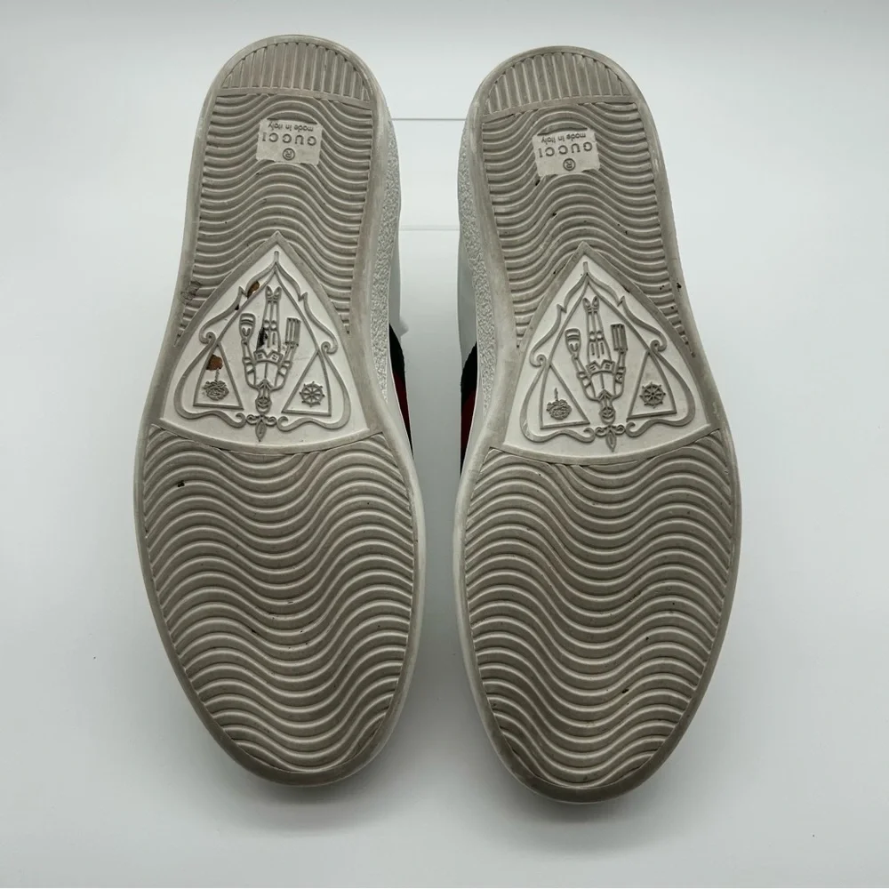 Gucci Ace Leather Low Top Stripe Lace up Sneakers Trainers Size 7